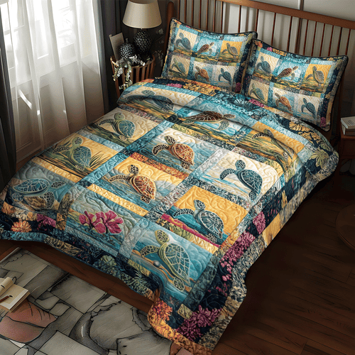 Turtle Tide 3-Piece Quilted Bedding Set NCU0TL1474