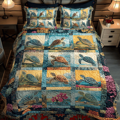 Turtle Tide 3-Piece Quilted Bedding Set NCU0TL1474