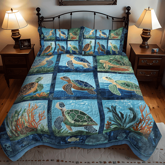 Turtle Tidepool 3-Piece Quilted Bedding Set NCU0TL1137