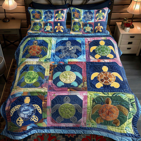 Turtle Tidepool 3-Piece Quilted Bedding Set NCU0TL765