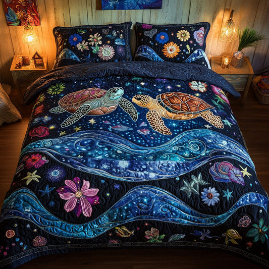Turtle Trail of Love 3-Piece Quilted Bedding Set NCU0PT2894