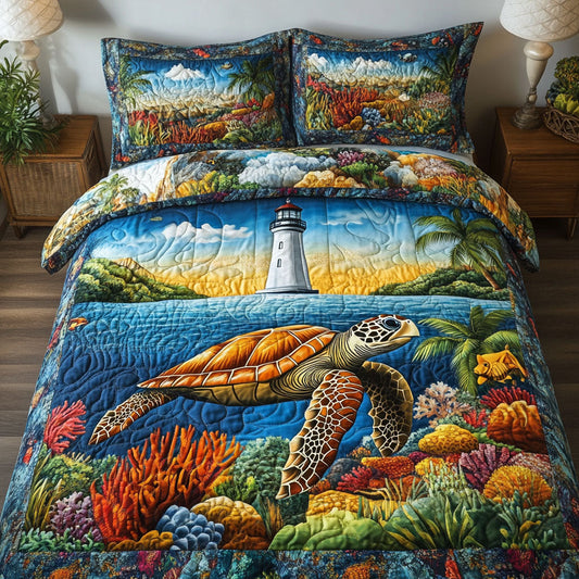 Turtle Tranquility 3-Piece Quilted Bedding Set NCU0NT5273