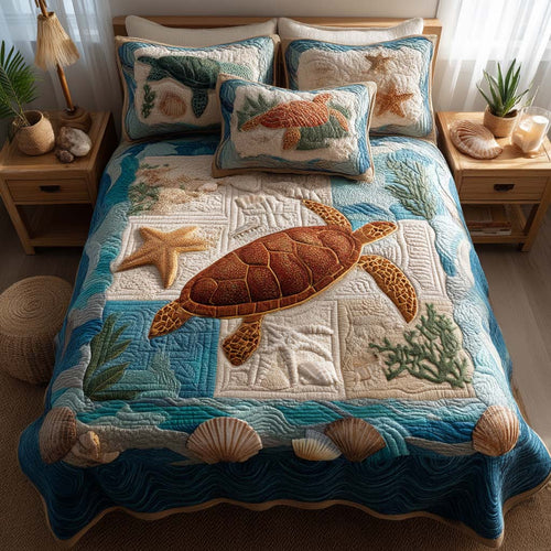 Turtle Tranquility 3-Piece Quilted Bedding Set NCU0TD004