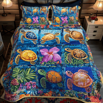 Turtle Tranquility 3-Piece Quilted Bedding Set NCU0TL1125