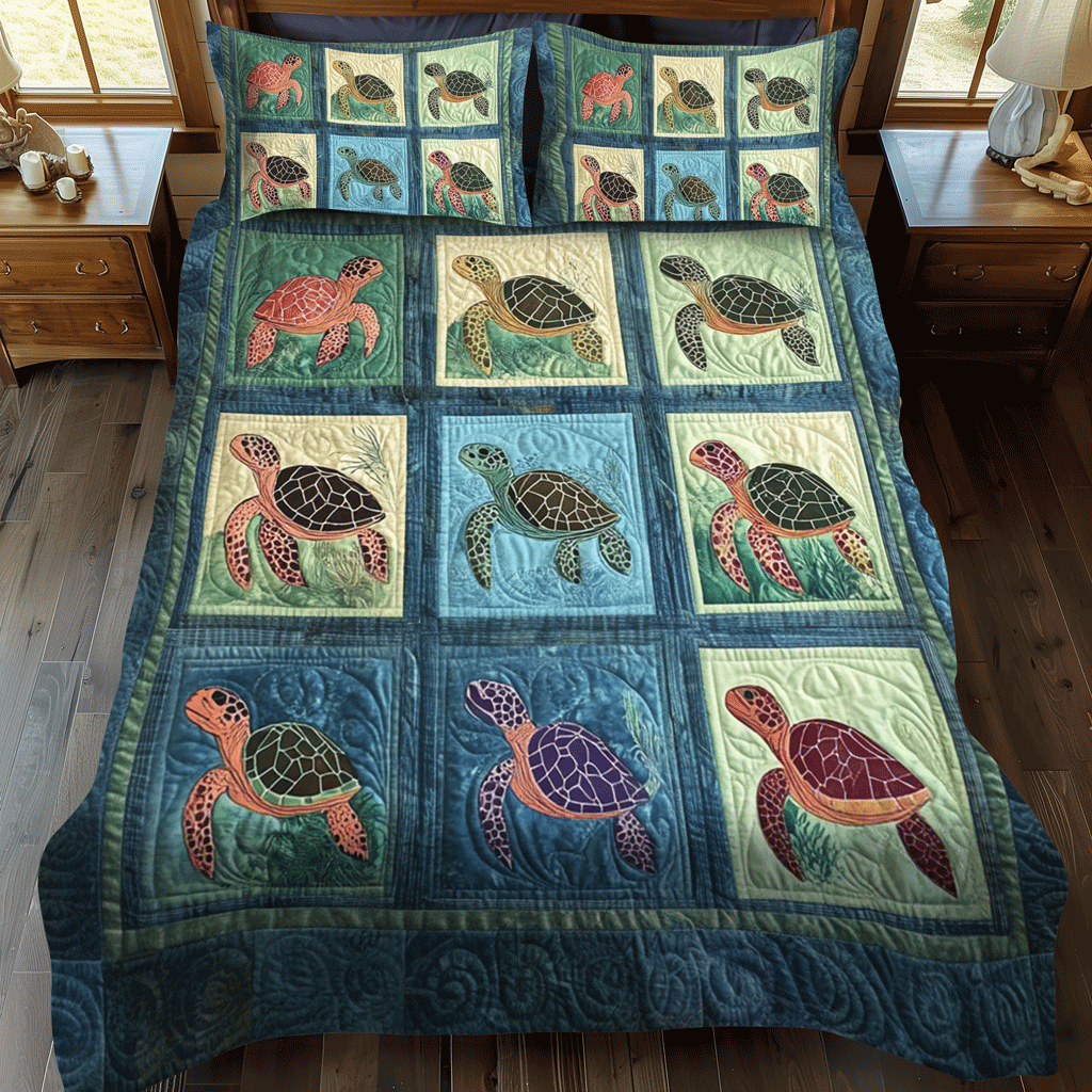 Turtle Tranquility 3-Piece Quilted Bedding Set NCU0TL1471