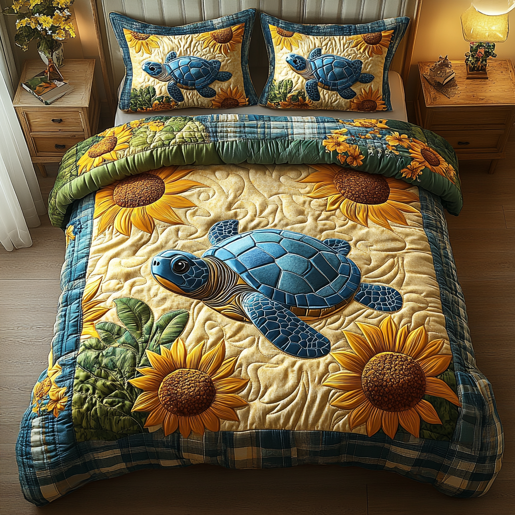 Turtle Tranquility 3-Piece Quilted Bedding Set NCU0DV3525