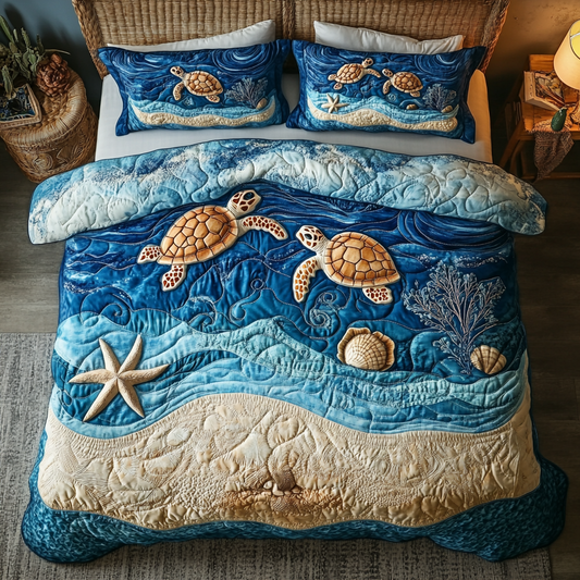 Turtle Trek 3-Piece Quilted Bedding Set NCU0DK7309