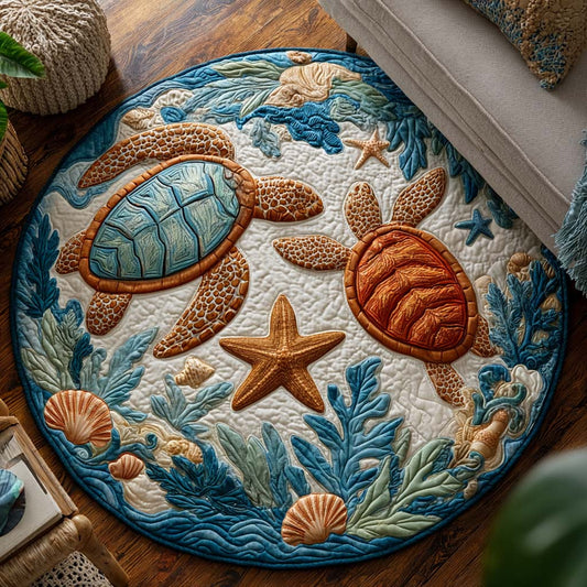 Turtle Voyage Quilted Round Mat NCU0TD032