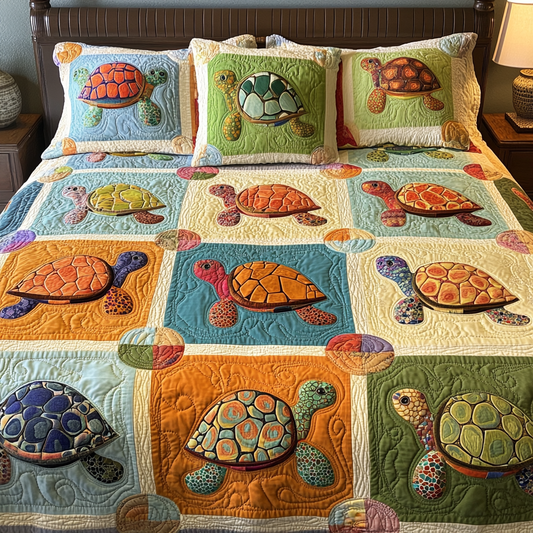 Turtle Whimsy 3-Piece Quilted Bedding Set NCU0VH5185