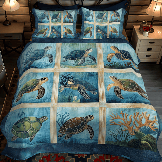 Turtle Whisper 3-Piece Quilted Bedding Set NCU0TL1140