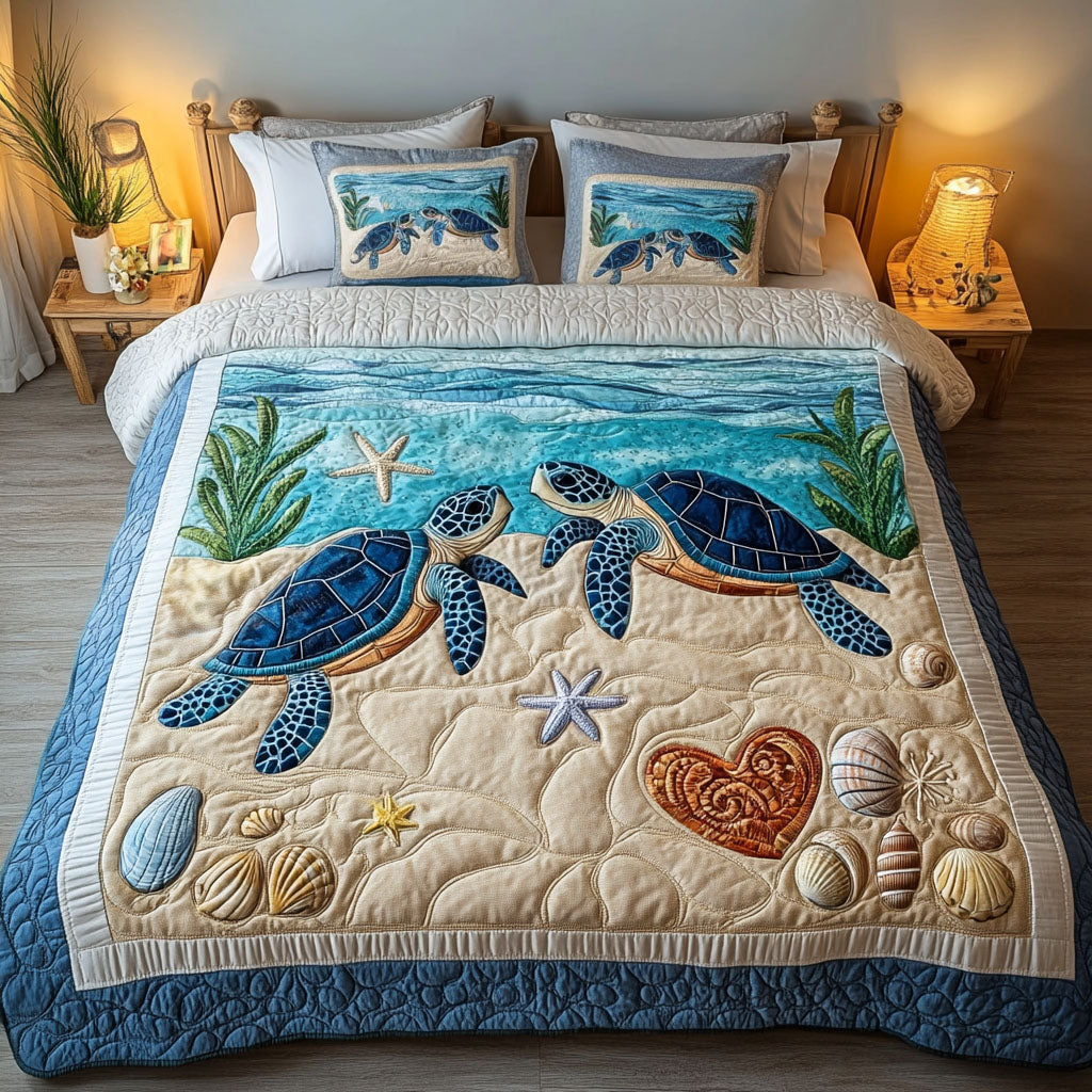 Turtledove Love 3-Piece Quilted Bedding Set NCU0NT2799