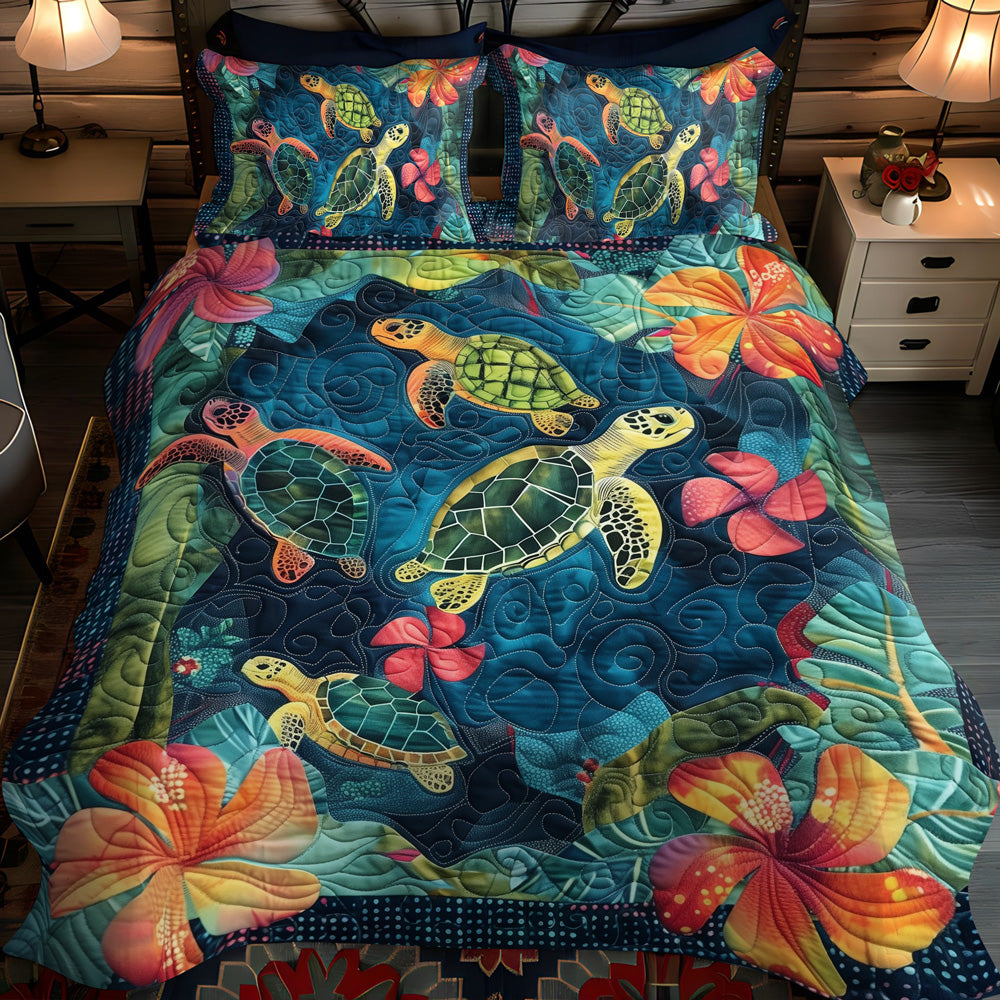 Turtle 3-Piece Quilted Bedding Set NCU0VT54