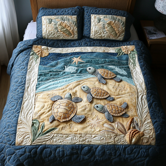 Turtles in Paradise 3-Piece Quilted Bedding Set NCU0DV1924