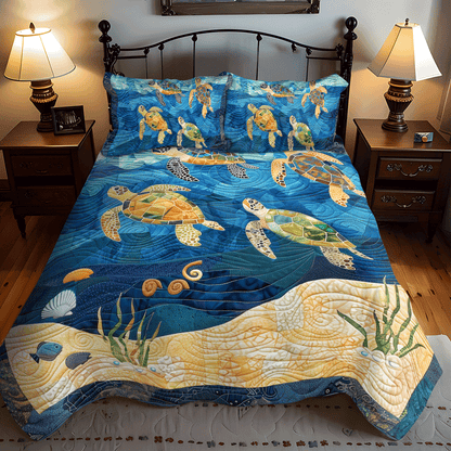 Turtley Mosaic 3-Piece Quilted Bedding Set NCU0TH1351