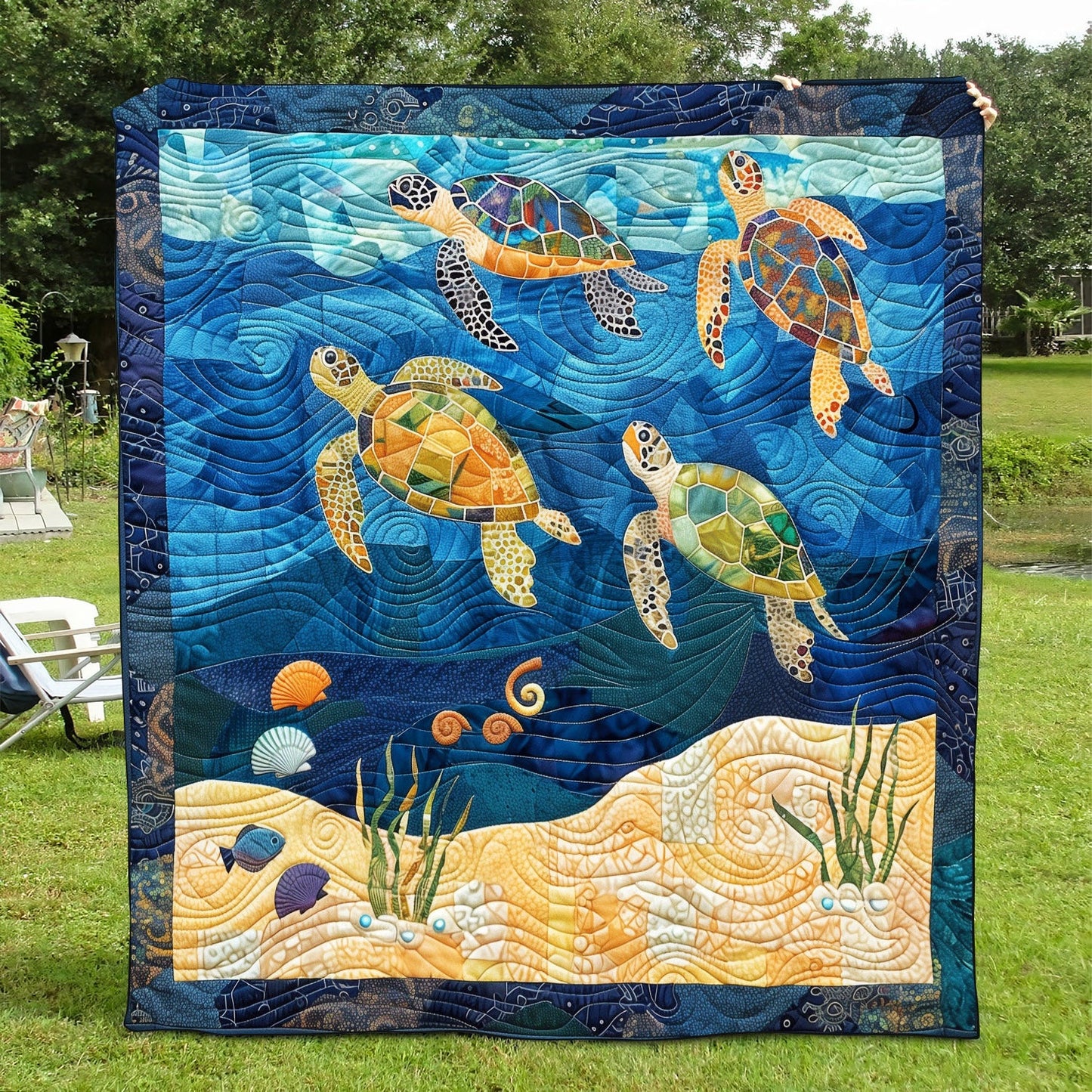 Turtley Mosaic Quilted Blanket NCU0TH1189