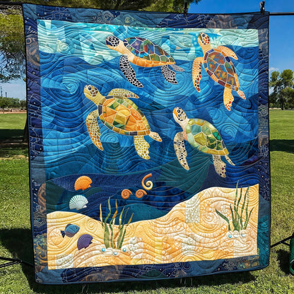 Turtley Mosaic Quilted Blanket NCU0TH1189