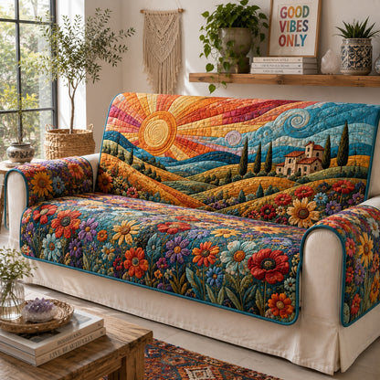 Tuscan Golden Hour Quilted Sofa Cover NCU0VL3869