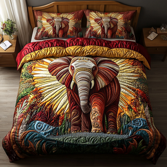 Tusks and Trails 3-Piece Quilted Bedding Set NCU0VH2516