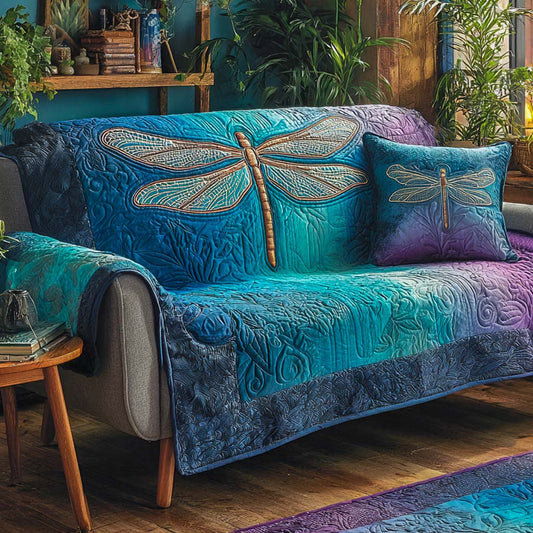 Twilight Aqua Calm Quilted Sofa Cover NCU0XD1643