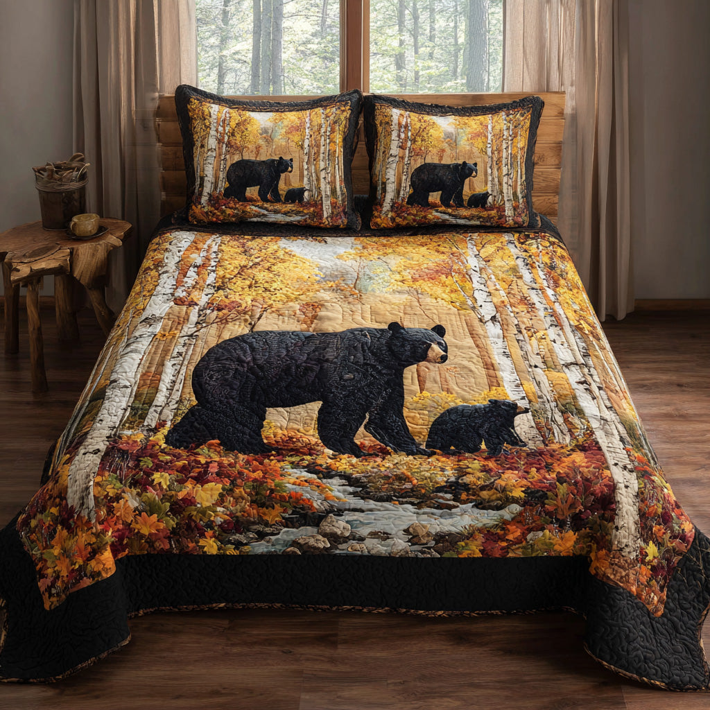 Twilight Black Bear 3-Piece Quilted Bedding Set NCU0DV8013