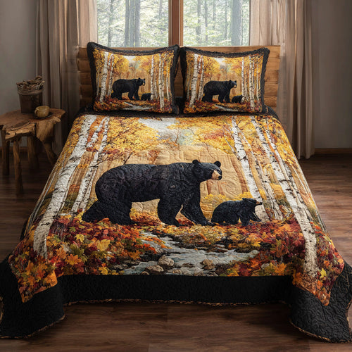 Twilight Black Bear 3-Piece Quilted Bedding Set NCU0DV8013