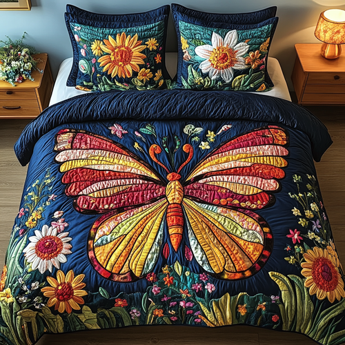 Twilight Butterfly Bliss 3-Piece Quilted Bedding Set NCU0VL1139