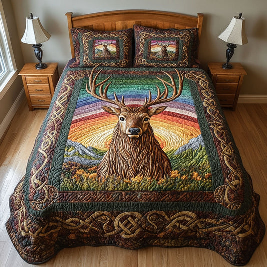 Twilight Deer Enchantment 3-Piece Quilted Bedding Set NCU0PT3753