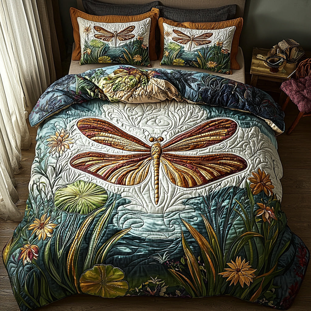 Twilight Dragonfly 3-Piece Quilted Bedding Set NCU0DV6529