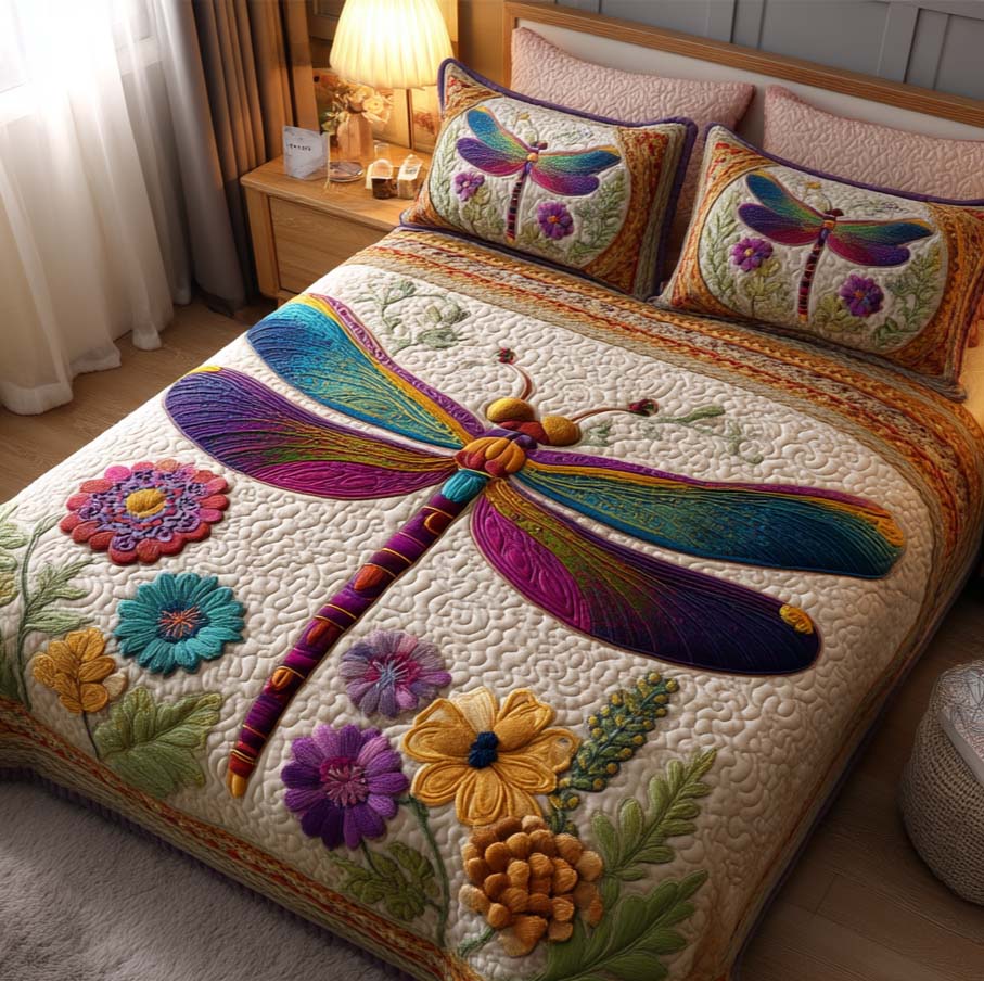Twilight Dragonfly 3-Piece Quilted Bedding Set NCU0TD013