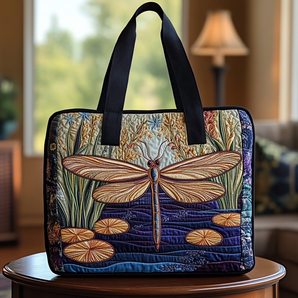 Twilight Dragonfly Quilted Tote Bag NCU0DV6907