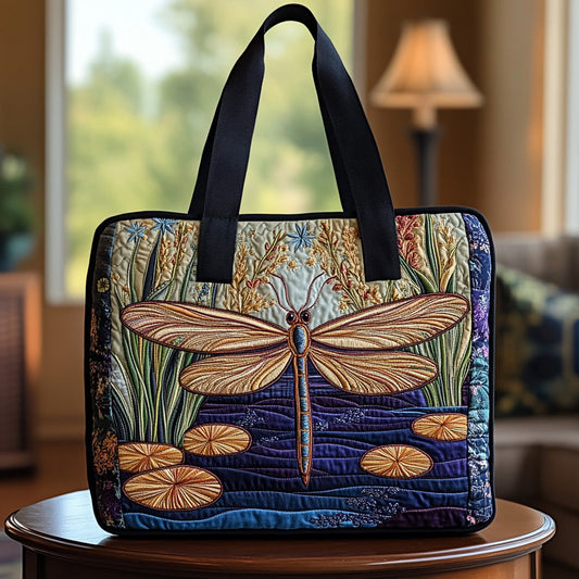 Twilight Dragonfly Quilted Tote Bag NCU0DV6907