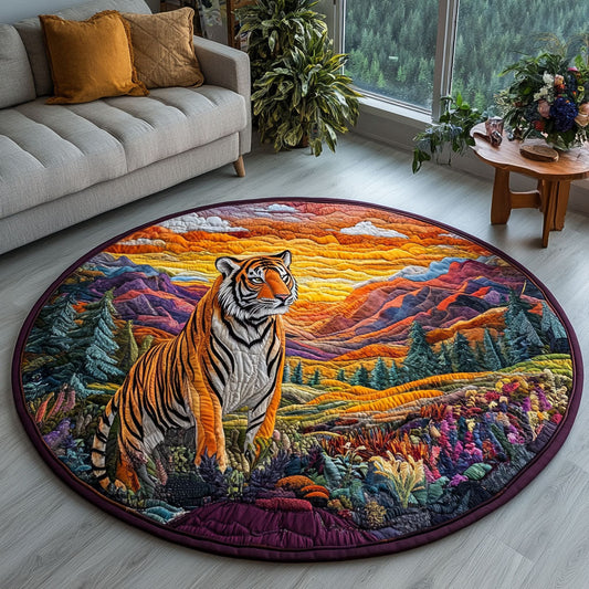 Twilight Dream Tiger Quilted Round Mat NCU0PT5514