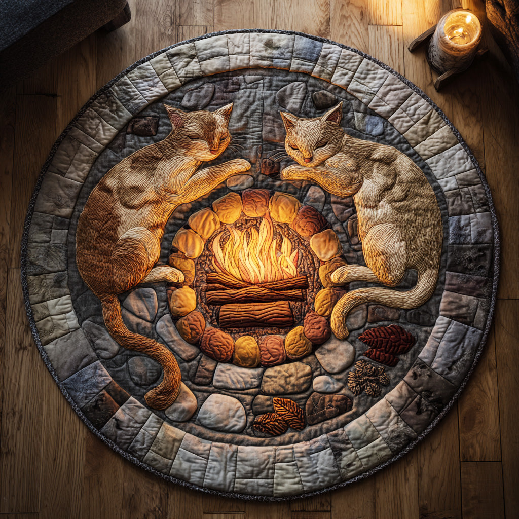Twilight Fire Camp Quilted Round Mat NCU0TD1657