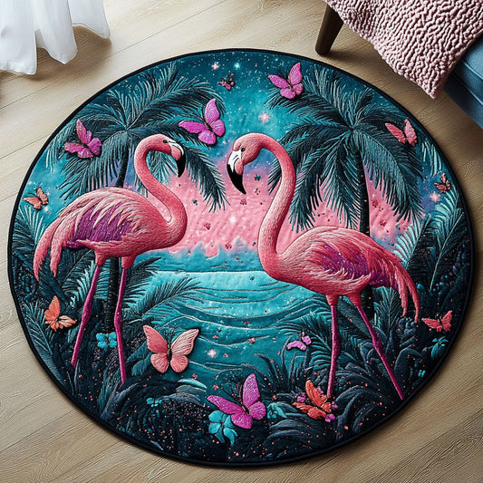 Twilight Flamingos Quilted Round Mat NCU0NT4949