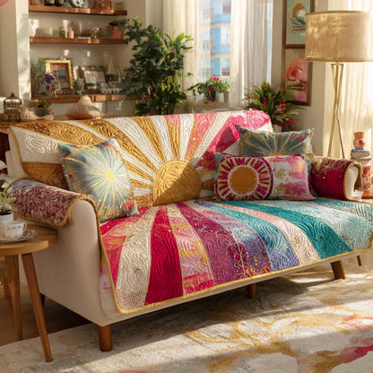 Twilight Flora Sunrise Quilted Sofa Cover NCU0XD2070
