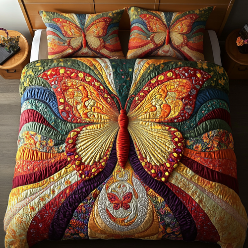 Twilight Flutter 3-Piece Quilted Bedding Set NCU0VH2843