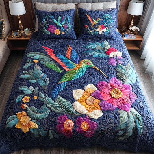 Twilight Hummingbird 3-Piece Quilted Bedding Set NCU0TV111