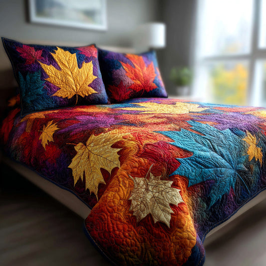 Twilight Leaves 3-Piece Quilted Bedding Set NCU0VL3644