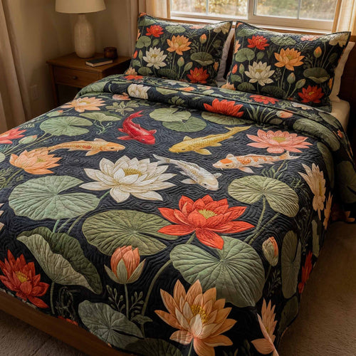 Twilight Lily 3-Piece Quilted Bedding Set NCU0XD2630