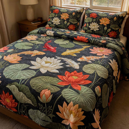 Twilight Lily 3-Piece Quilted Bedding Set NCU0XD2630