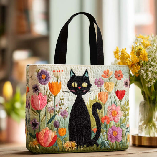 Twilight Meow Quilted Tote Bag NCU0NT9117
