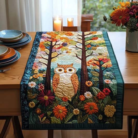 Twilight Owl Symphony Quilted Table Runner NCU0DV607