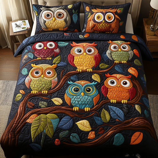 Twilight Owls 3-Piece Quilted Bedding Set NCU0VH810