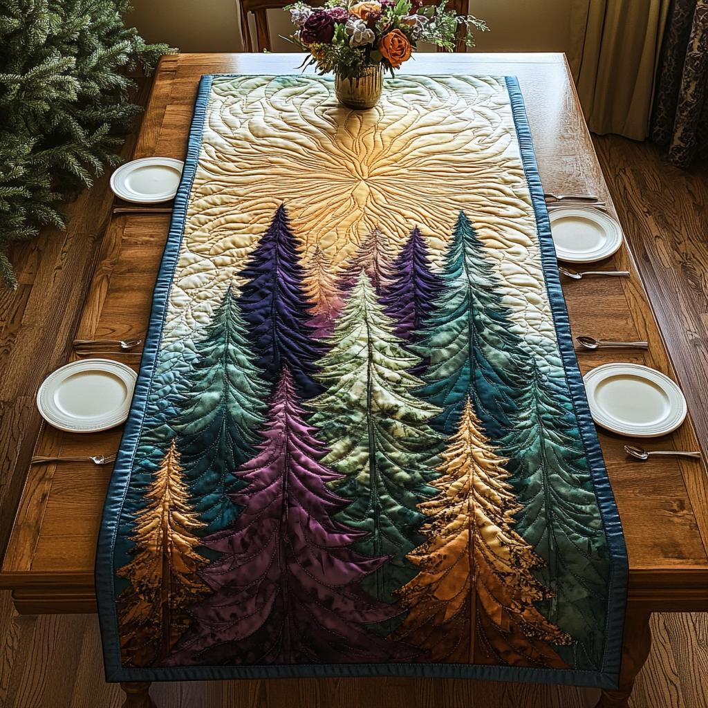 Twilight Pines Quilted Table Runner NCU0DV5286