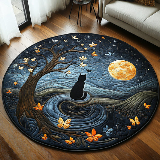Twilight Purr Quilted Round Mat NCU0PT7296