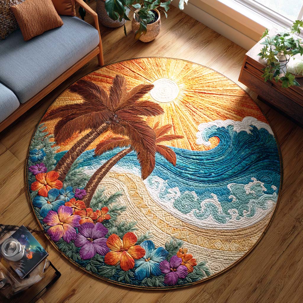 Twilight Shore Quilted Round Mat NCU0TD286