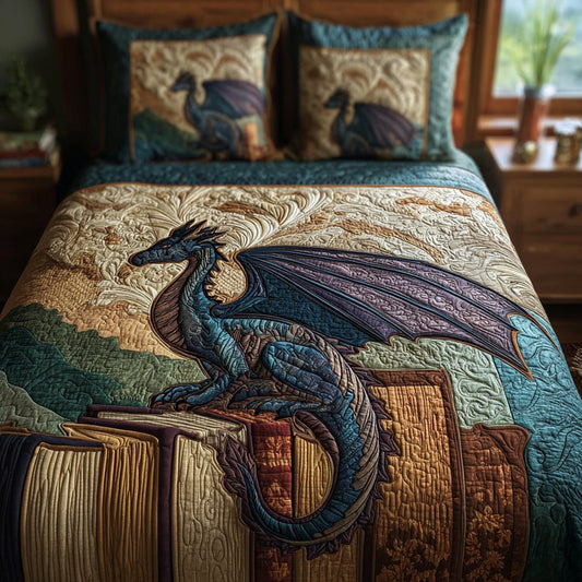 Twilight Storm Dragon 3-Piece Quilted Bedding Set NCU0DV8697