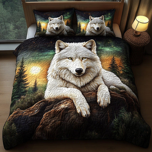 Twilight Wolf 3-Piece Quilted Bedding Set NCU0DV6434