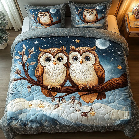 Twin Owls 3-Piece Quilted Bedding Set NCU0NT3370