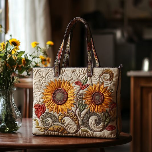Twin Sunflower Charm Quilted Tote Bag NCU0VL2734
